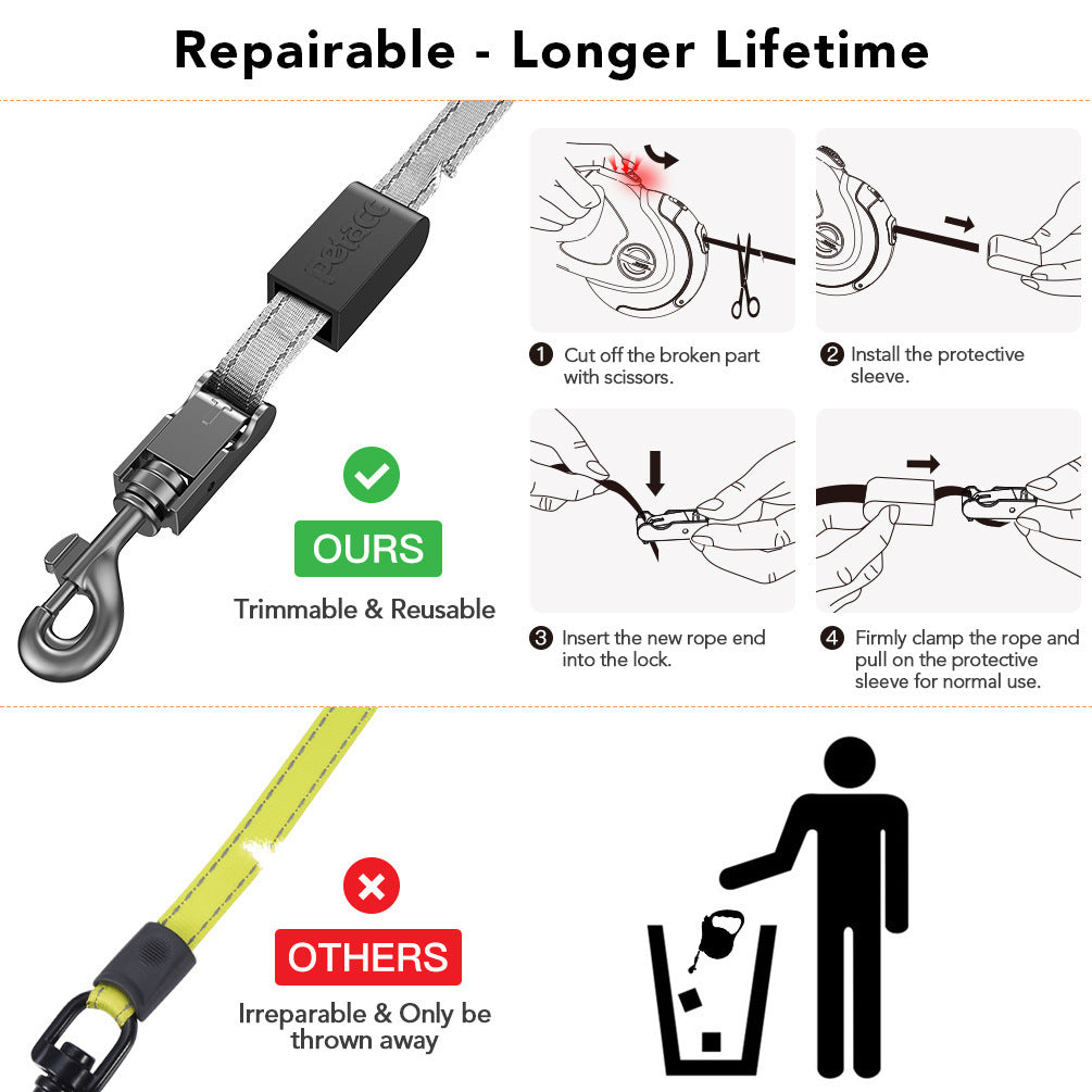 Retractable Reflective Pet Leash – Safe & Comfortable Walking