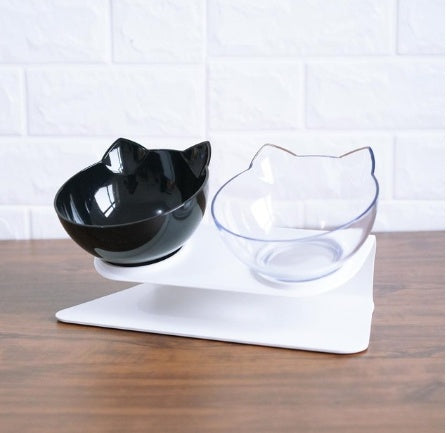 Inclined Transparent Pet Bowl – Ergonomic Cat & Dog Feeder