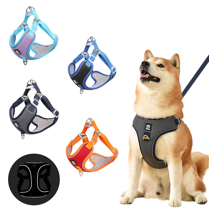 Adjustable Breathable Pet Harness – Reflective & Soft for Dogs & Cats