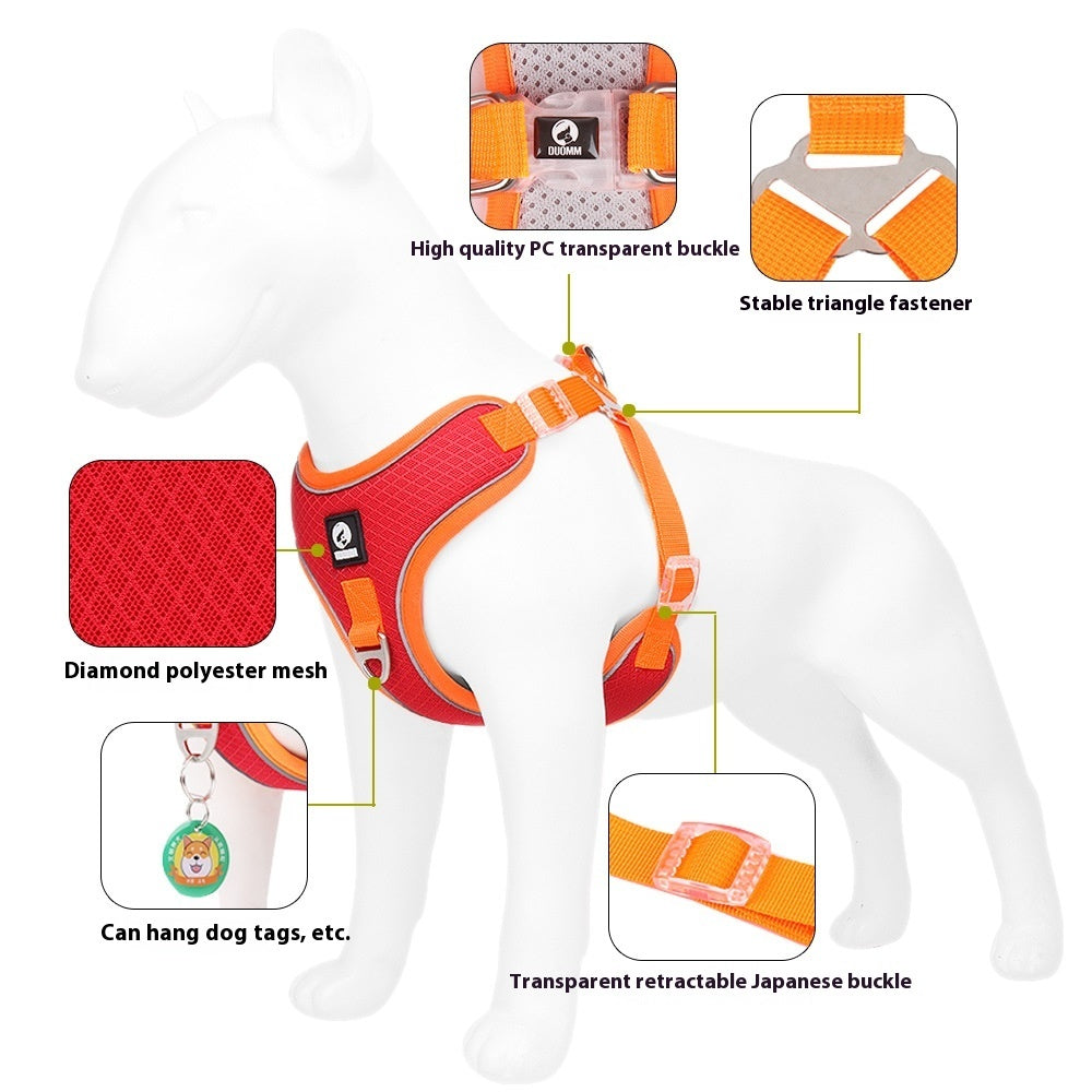 Adjustable Breathable Pet Harness – Reflective & Soft for Dogs & Cats