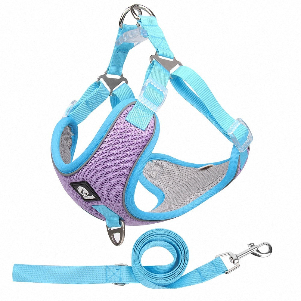 Adjustable Breathable Pet Harness – Reflective & Soft for Dogs & Cats